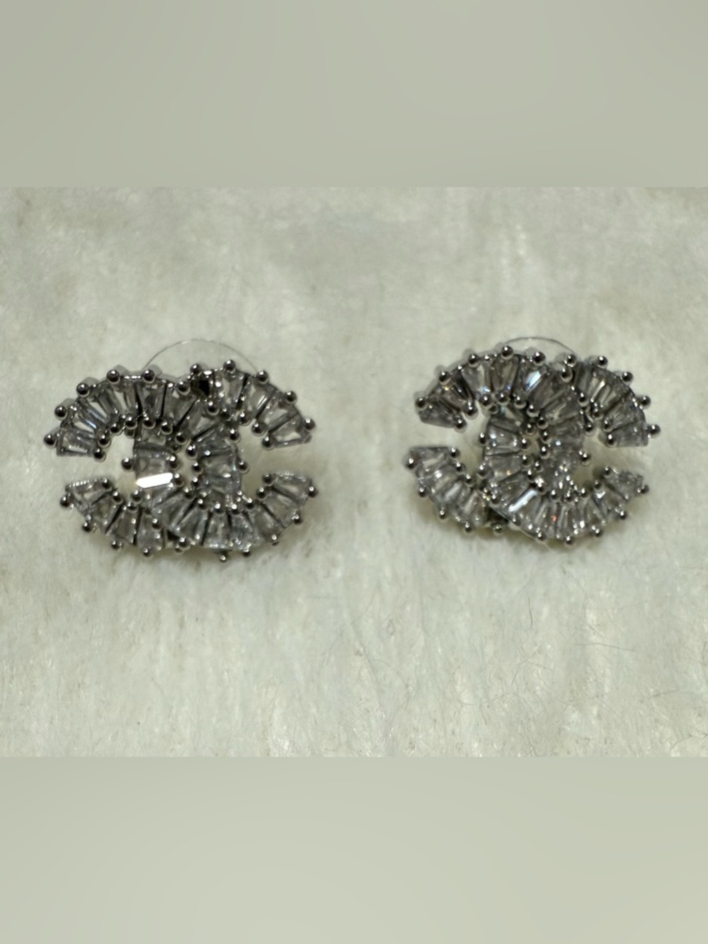 Crystal Monogram CC Fashion Earrings in Silver Tone